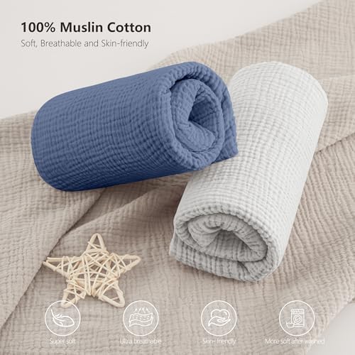 Bearmoss Muslin Crib Sheets 100% Cotton Baby Crib Sheets Fitted - Image 4