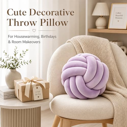 Petrella Purple Knot Pillow Ball, 11 Inch Round Decorative Pillow - Image 4