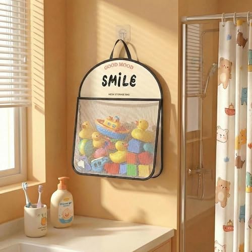 Good Mood Smile Bath Toy Storage Bag – Large Capacity Quick Dry Hanging - Image 4