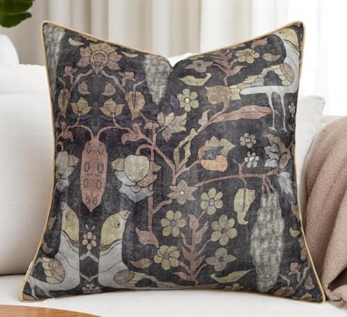 Bird Floral Print 18x18 Throw Pillow Cover by YugTex