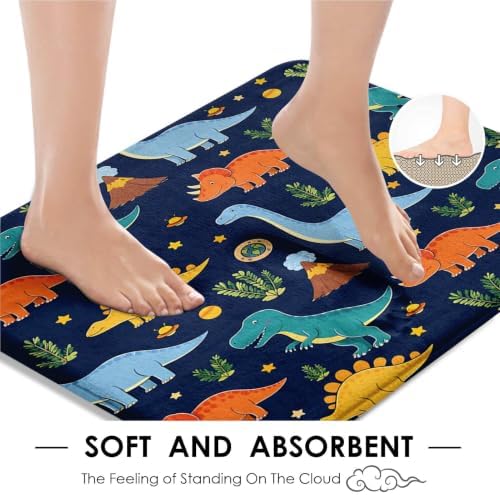 Britimes Bathroom Sets with Shower Curtain and Rugs Set of 4, Dinosaur Navy - Image 4