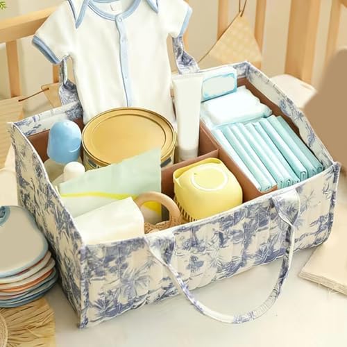 Floral Baby Diaper Caddy Organizer, Cute Nursery Storage Basket Gift - Image 2