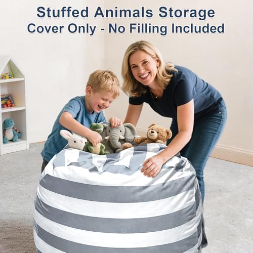 Lukeight Stuffed Animals Storage Bean Bag Chair Cover - Image 2