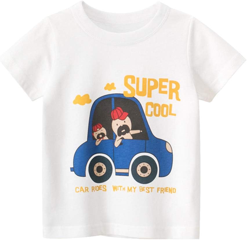 Boys' 4-Pack Excavator Short Sleeve Crewneck T-Shirts Top Tee Size 2-7 Years Toddler Boys' Value Pack Cotton T-Shirt