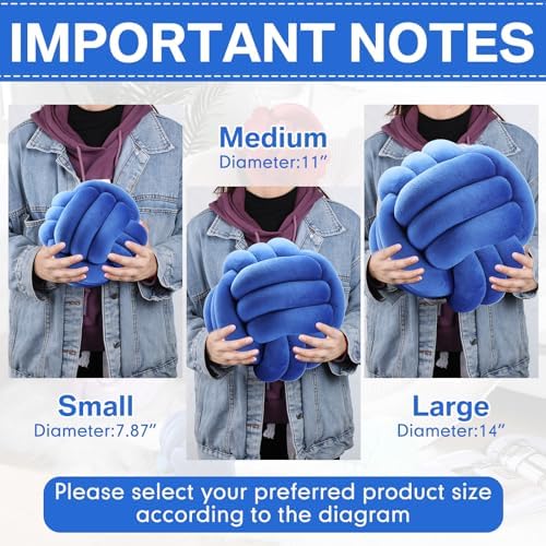 Namalu 7.87 Inches 2 Pcs Knot Pillow Decorative Throw Pillow, Deep Blue - Image 3
