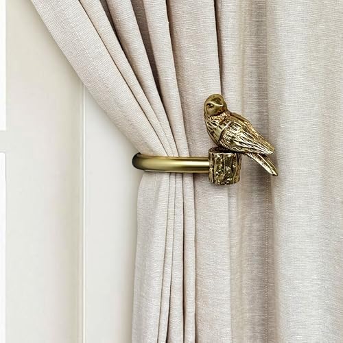 Curtain Drapery Holdbacks with Resin Bird, Wall Mount Drapery Hooks Holders by ILAISIHOME