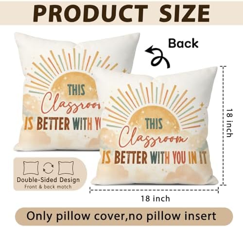 Boho Classroom Homeschool Decor Pillow Cover 18x18 - Image 5