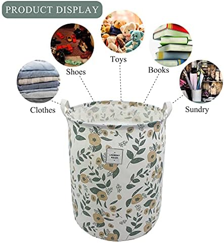 Mziart Collapsible Laundry Basket, Floral Printing Large Laundry Hamper - Image 3