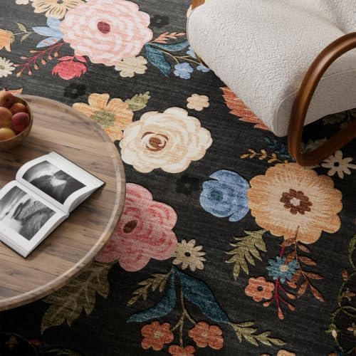 Area Rugs 9x12 Living Room: Washable Rug Non Slip Soft Floral Large Carpet - Image 4