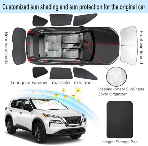 TINGLU Window Shades for Nissan Rogue 2021-2025 2026 Accessories Car Side Full - Image 3