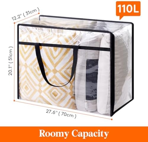 Lifewit 3 Pack Clear Clothes Storage Bags, 110L Plastic Blanket Storage Bag - Image 4