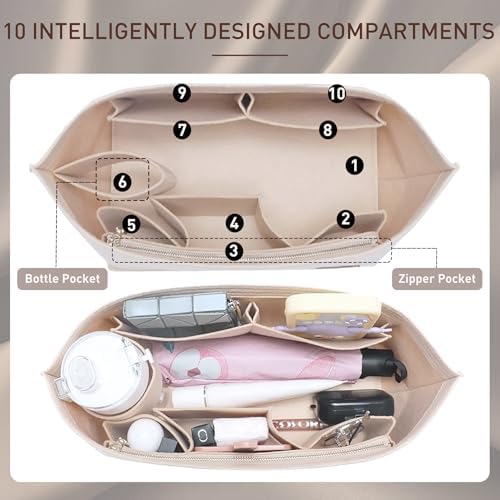 Doxo Purse Organizer Insert for Handbags & Base Shaper 2pc Set, Felt Neverfull - Image 5