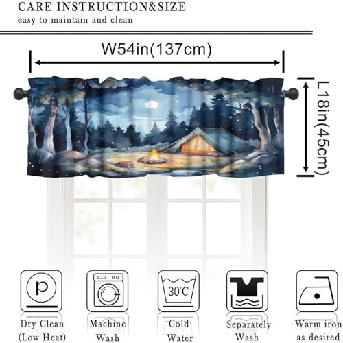 Forest Valance Curtain for Kitchen, Watercolor Mountain Forest Nature Tree - Image 2