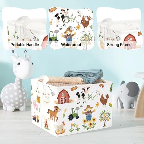 Clastyle Farm Animals Baby Laundry Hamper Leaf Kid Storage Basket Boy Girl Gift - Image 4