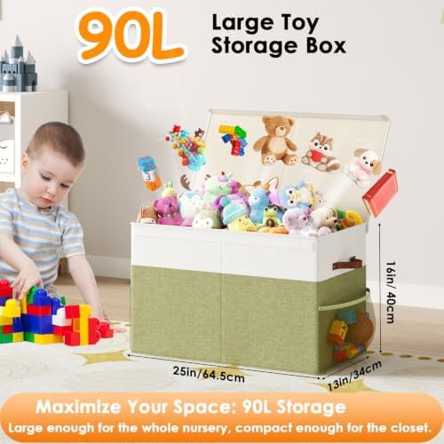 Large Toy Storage Box with Lid, Toy Chest with Divider, Foldable Organizer - Image 2