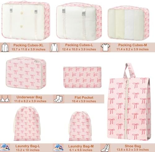 8 Set Packing Cubes for Travel Suitcase Organizer Bags Luggage Packing Cubes - Image 2