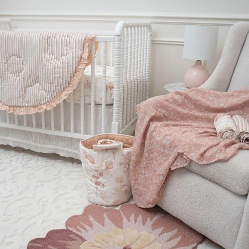Crane Baby Wildflower Quilted Storage Basket, Cotton Fabric Basket - Image 5
