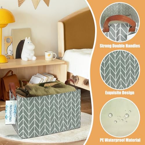 Rectangular Collapsible Grey Point Storage Basket Nursery Organizer - Image 3