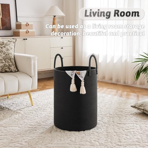 Artfeel Laundry Basket, Woven Cotton Rope Laundry Hamper, 60L - Image 2