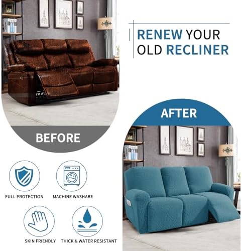 ZNSAYOTX Sofa Recliner Cover 8-Piece Super Soft Recliner Couch Covers - Image 6