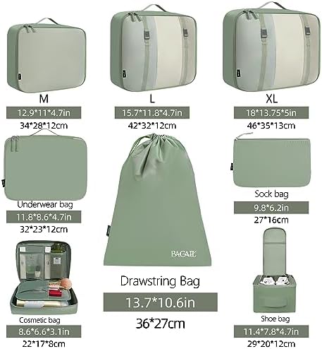 BAGAIL 8 Set Packing Cubes Luggage Packing Organizers - Image 2