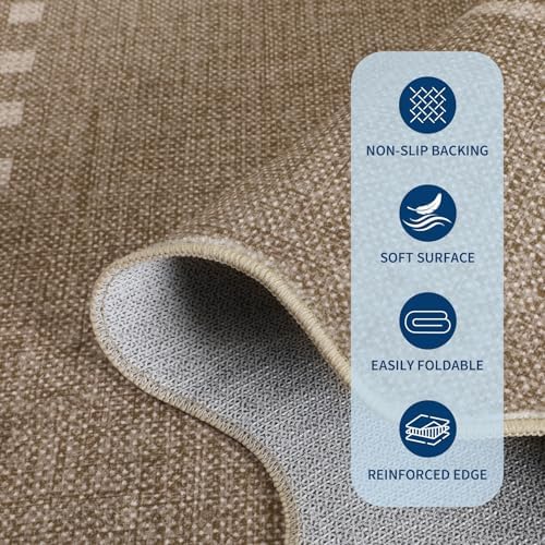 Garvee Scalloped Bow Rug Brown Washable Solid 3x5 Area Rugs - Image 6