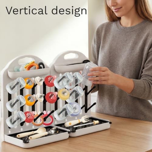 Baby Bottle Drying Rack 2 Pack, 24-Hook Modular Vertical Bottle Drying Rack - Image 4