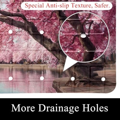 Bathtub Mat Non Slip 26.8x15.1In, Cherry Blossom Bath Mat - Image 2