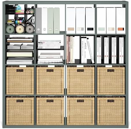 Furinno Cubicle 16-Cube Book Shelf, Extra Thick Frame Bookshelf, Sage Green - Image 6