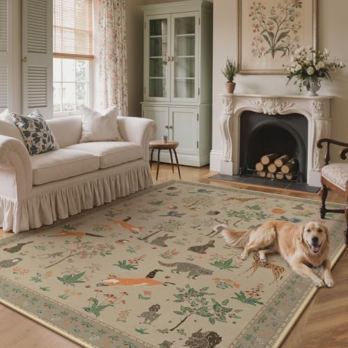 BESBLEE 6X9 Washable Area Rug for Living Room, Animal Non Slip by BESBLEE