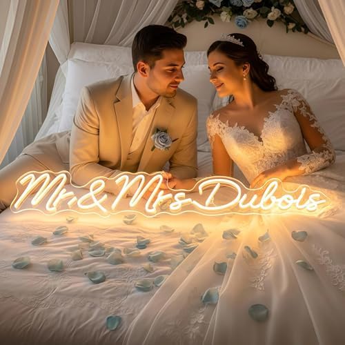 CIONAOR Custom Neon Sign, LED Wedding Backdrop Name Sign Customizable - Image 5