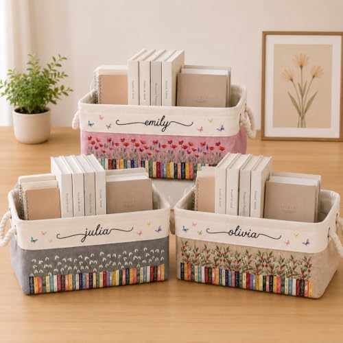 Custom Storage Basket with Name & Birth Month Flower - Image 4