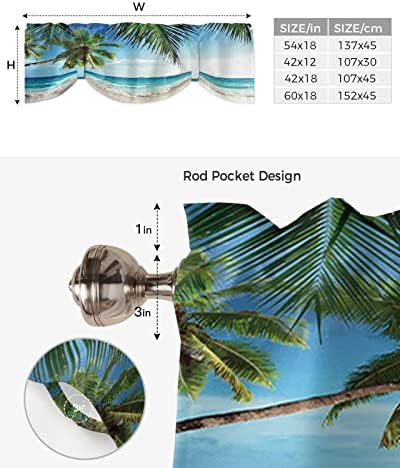 Palms Tree Ocean Blackout Tie Up Valance Curtains - Image 6