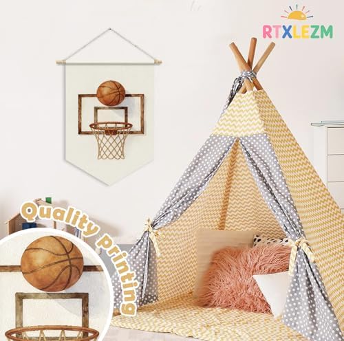 Basketball Room Decor for Boys, Retro Basketball Hoop Wall Banner Flag - Image 6