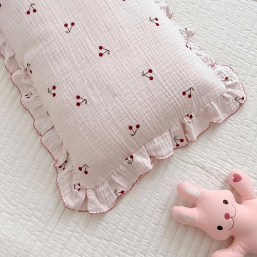 BuLuTu Muslin Cotton Kids Toddler Pillowcases Cherry Print, 1 Pack - Image 6