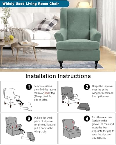 CRFATOP Wingback Chair Covers Wing Armchair Slipcovers - Image 5