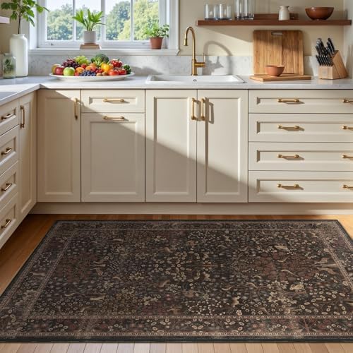 Floral Animal Print 3x4 Small Area Rugs, Washable Non Slip Thin Throw Rugs - Image 4