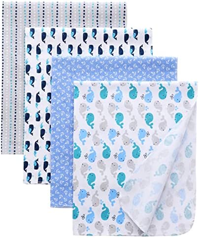 Gina Era Flannel Receiving Blankets, Baby Swaddle Blankets 100% Cotton 4 Pcs by GinaEra