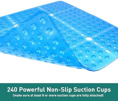 Large Square Shower Mat Bathtub Bath Mat Non Slip Blue 27"x27" - Image 4