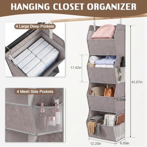 Libeder 4 Shelf Hanging Closet Organizer and Storage, Heather Grey - Image 3