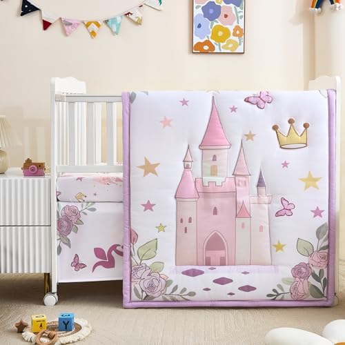 3-Piece Crib Bedding Set for Girls by NacoMoco