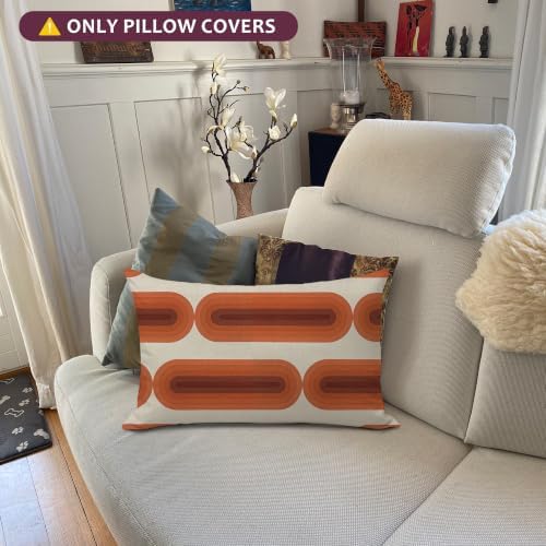 70s Retro Boho Orange Brown 12x20 Pillow Cover, Art Deco Home Decor, Mid - Image 3