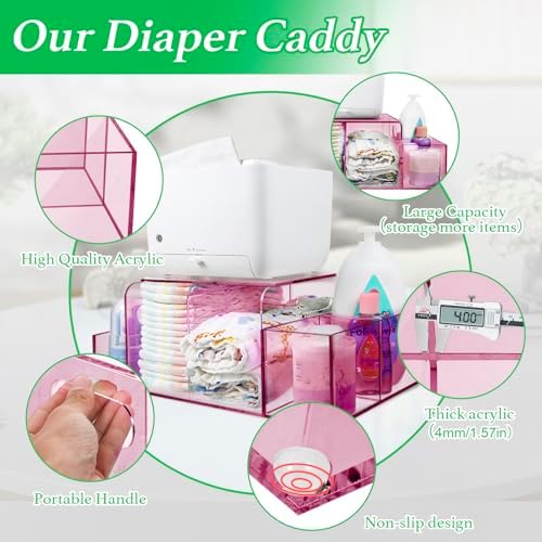 NANYEZH Acrylic Diaper Caddy, Baby Wipes Organizer - Image 4
