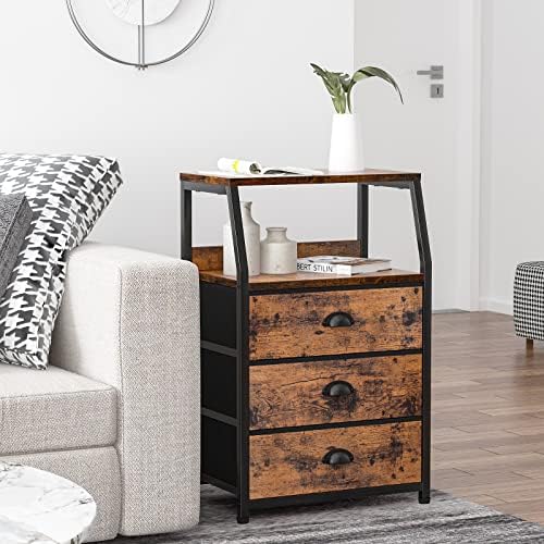 Furnulem Nightstand with 3 Fabric Drawers, Small Bedroom Storage Cabinet - Image 5