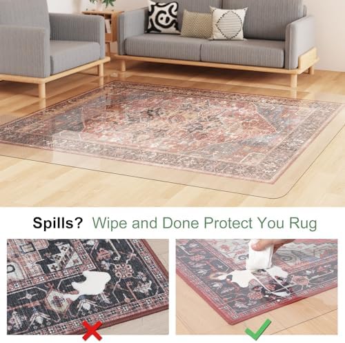 Crystal Clear Floor Mat 4×6ft, Upgraded Easy Flat Waterproof Vinyl Rug Cover - Image 3