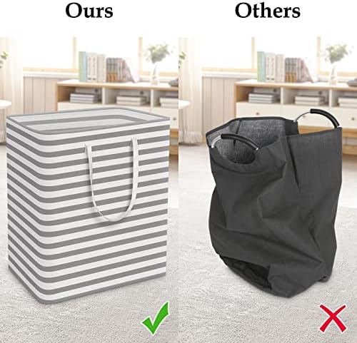 StorageRight Laundry Basket Hamper, 100L Clothes Storage, Striped Grey - Image 5