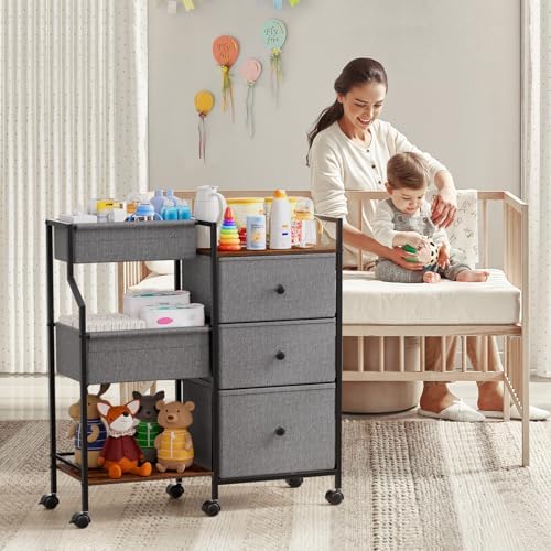 Modanais Baby Diaper Caddy Organizer Rolling Cart - Image 3