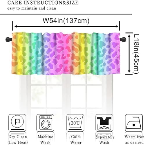 Rainbow Leopard Skin Valance, Colorful Neon Gradient Cheetah Dots Abstract - Image 5