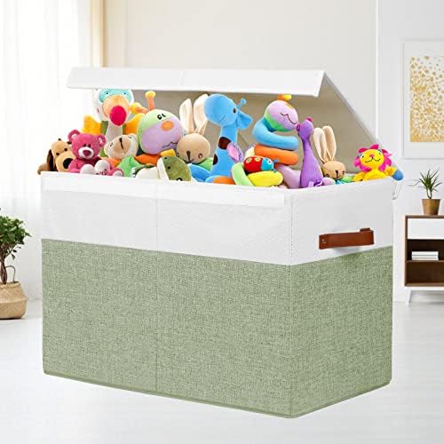 Large Toy Storage Box with Lid, Toy Chest Bin Boxes Basket with Dividers - Image 2