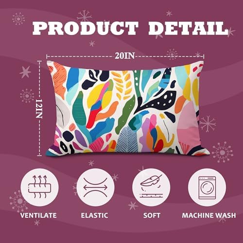 Abstract Boho Colorful Leaf 12x20 Pillow Cover, Mid Century Modern Vibrant - Image 2